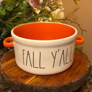 Rae Dunn Harvest Ceramic Soup Bowl White Orange Bakeware, FALL Y'ALL